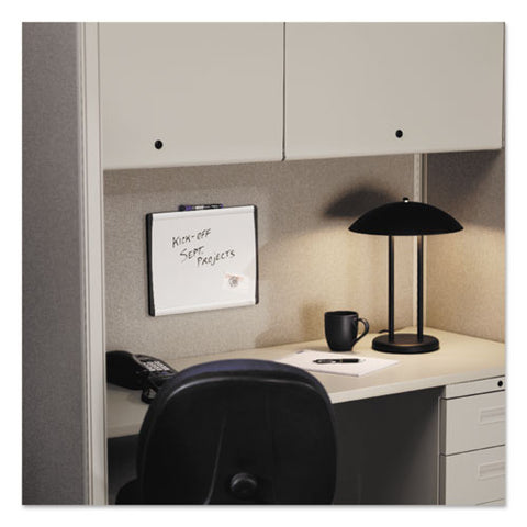 Arc Frame Cubicle Board, Magnetic Dry Erase, 24" X 14", White Surface, Satin Aluminum Frame