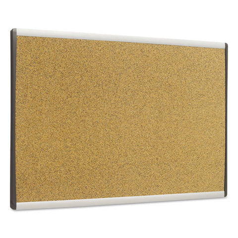 Arc Frame Cubicle Board, Cork Bulletin, 30" X 18", Tan Surface, Satin Aluminum Frame