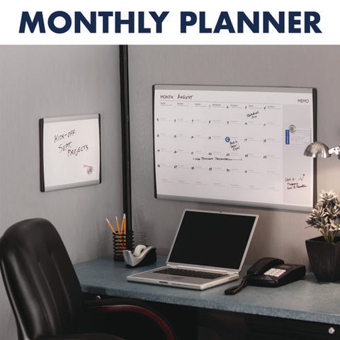 Arc Frame Cubicle Board, Monthly Planning/scheduling Calendar, 30" X 18", White Magnetic Surface, Satin Aluminum Frame