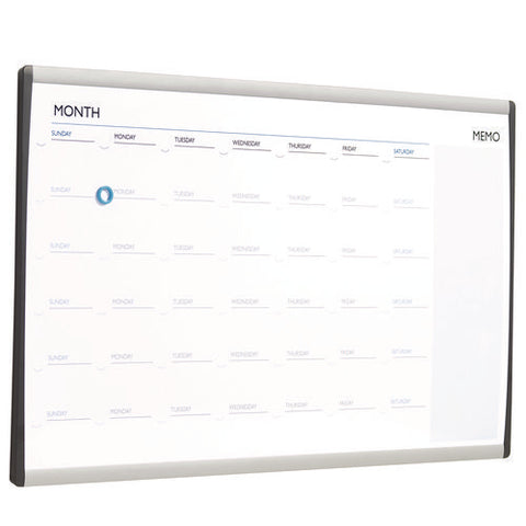 Arc Frame Cubicle Board, Monthly Planning/scheduling Calendar, 30" X 18", White Magnetic Surface, Satin Aluminum Frame