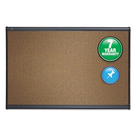 Prestige Colored Cork Bulletin Board, 36" X 24", Brown Surface, Graphite Gray Fiberboard/plastic Frame