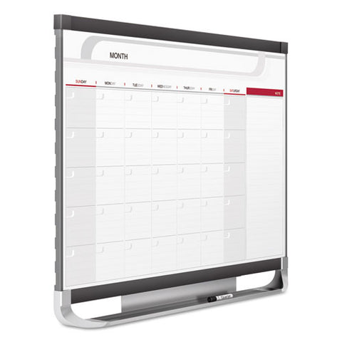 Prestige 2 Magnetic Total Erase Monthly Calendar, 36" X 24", White Surface, Graphite Gray Fiberboard/plastic Frame