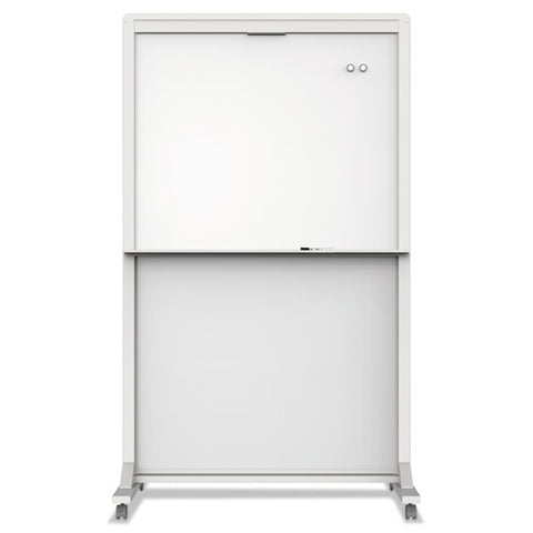 Motion Dual-track Mobile Magnetic Dry-erase Easel, 40.5 X 34, White Surface, White Aluminum Frame