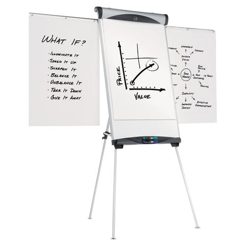 Euro Magnetic Presentation Easel, 27" X 39", White Surface, Satin Aluminum Frame