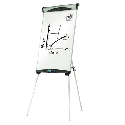 Euro Magnetic Presentation Easel, 27" X 39", White Surface, Satin Aluminum Frame