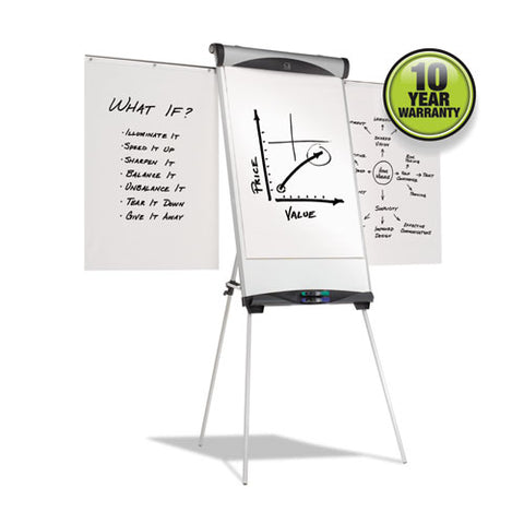 Euro Magnetic Presentation Easel, 27" X 39", White Surface, Satin Aluminum Frame