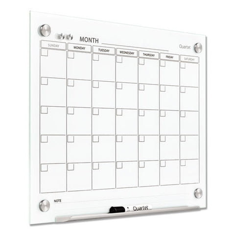 Infinity Magnetic Glass Calendar Board, Monthly Planning/scheduling, 24" X 18", White Surface