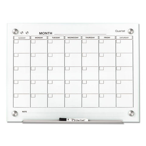 Infinity Magnetic Glass Calendar Board, Monthly Planning/scheduling, 24" X 18", White Surface