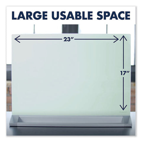 Desktop Magnetic Glass Dry-erase Panel, 23" X 17", White Surface