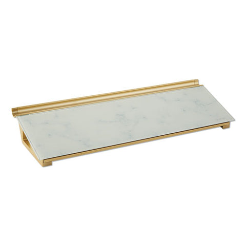 Glass Dry Erase Desktop Computer Pad, 18" X 6", Marble Surface