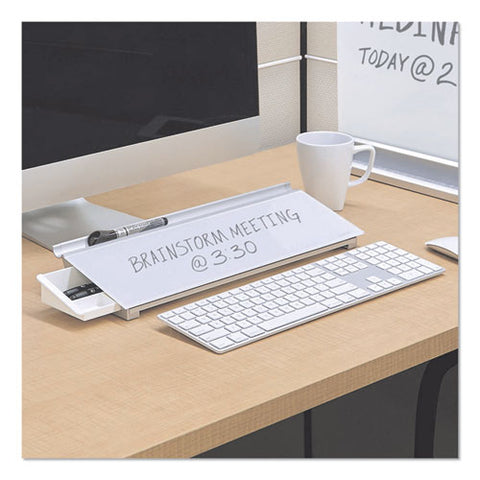 Glass Dry Erase Desktop Computer Pad, 18" X 6", White Surface