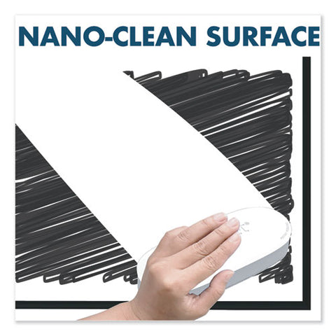 Fusion Nano-clean Magnetic Whiteboard, 48" X 36", White Surface, Black Aluminum Frame