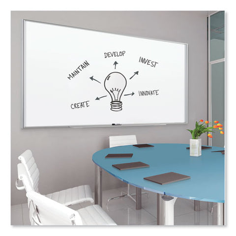 Fusion Nano-clean Magnetic Whiteboard, 72" X 48", White Surface, Satin Aluminum Frame