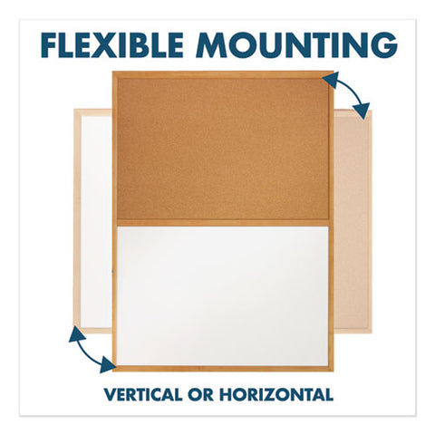 Combination Board, 36" X 24", Brown/white Surface, Oak Finished Fiberboard (mdf) Frame