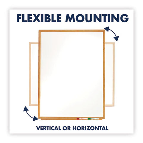 Classic Series Total Erase Dry Erase Boards, 36" X 24", White Surface, Oak Finished Fiberboard (mdf) Frame