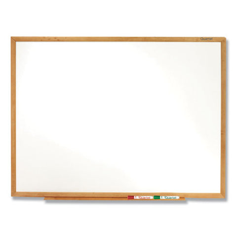 Classic Series Total Erase Dry Erase Boards, 36" X 24", White Surface, Oak Finished Fiberboard (mdf) Frame