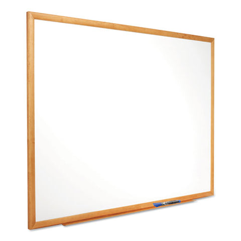 Classic Series Total Erase Dry Erase Boards, 96" X 48", White Surface, Oak Finished Fiberboard (mdf) Frame