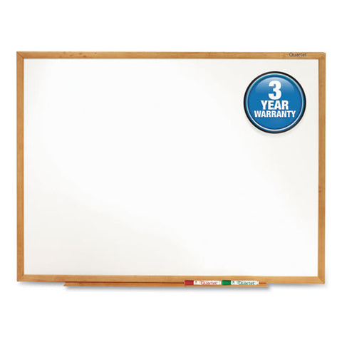 Classic Series Total Erase Dry Erase Boards, 96" X 48", White Surface, Oak Finished Fiberboard (mdf) Frame