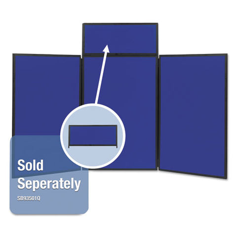 Show-it! Three-panel Display System, 72" X 36", Blue/gray Surface, Black Pvc Frame