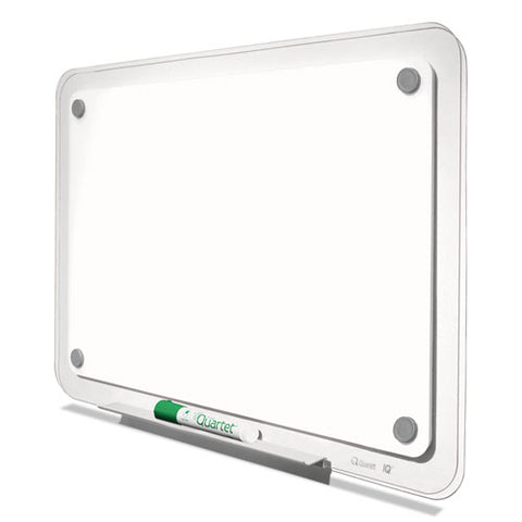 Iq Total Erase Translucent-edge Board, 11" X 7", White Surface, Clear Plastic Frame