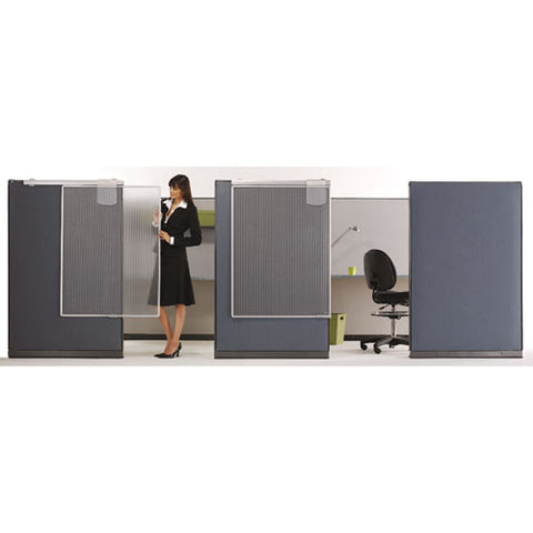 Workstation Privacy Screen, 36w X 48d, Translucent Clear/silver