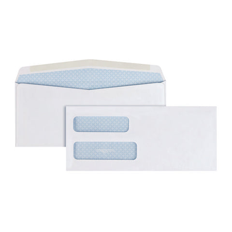 Double Window Security-tinted Check Envelope, #10, Commercial Flap, Gummed Closure, 4.13 X 9.5, White, 500/box