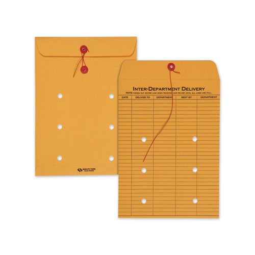 Brown Kraft String/button Interoffice Envelope, #90, One-sided Five-column Format, 31-entries, 9 X 12, Brown Kraft, 100/ct