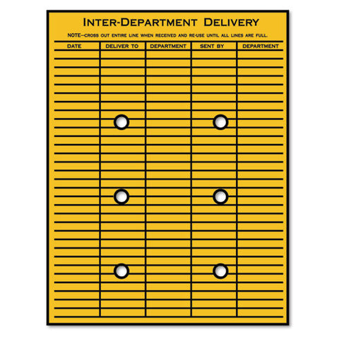 Brown Kraft String/button Interoffice Envelope, #97, Two-sided Five-column Format, 52-entries, 10 X 13, Brown Kraft, 100/ct