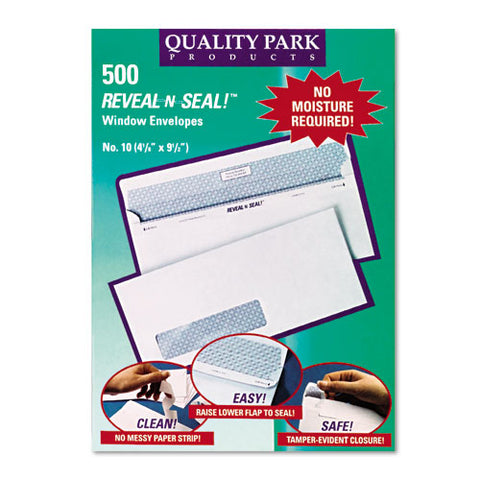 Reveal-n-seal Security-tint Envelope, Address Window, #10, Commercial Flap, Self-adhesive Closure, 4.13 X 9.5, White, 500/box