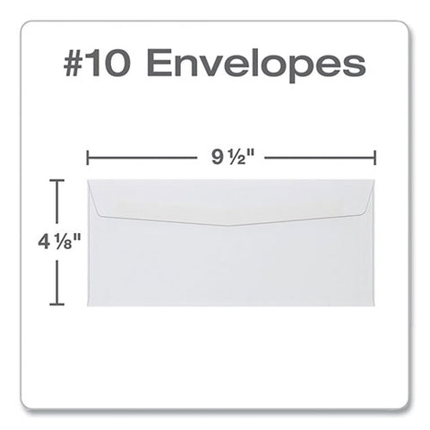 Business Envelope, #10, Commercial Flap, Side Seam, Gummed Closure, 24 Lb Bond Weight Paper, 4.13 X 9.5, White, 500/box