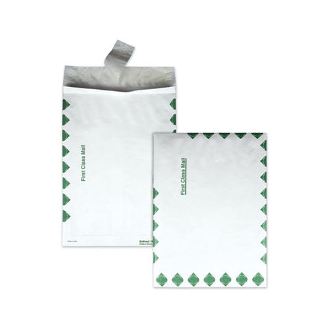 Heavy 18 Lb Tyvek Open End Expansion Mailers, First Class, #13 1/2, Square Flap, Redi-strip Closure, 10 X 13, White, 100/ct