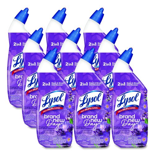 Clinging Gel Brand New Day Toilet Bowl Cleaner, Lavender And Cotton Blossom, 24 Oz Angle-neck Bottle, 9/carton