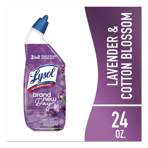 Clinging Gel Brand New Day Toilet Bowl Cleaner, Lavender And Cotton Blossom, 24 Oz Angle-neck Bottle, 9/carton
