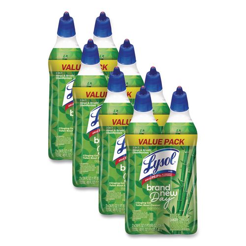 Clinging Gel Brand New Day Toilet Bowl Cleaner, Bamboo, 24 Oz Angle-neck Bottle, 2/pack, 4 Packs/carton