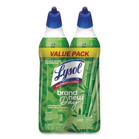 Clinging Gel Brand New Day Toilet Bowl Cleaner, Bamboo, 24 Oz Angle-neck Bottle, 2/pack, 4 Packs/carton