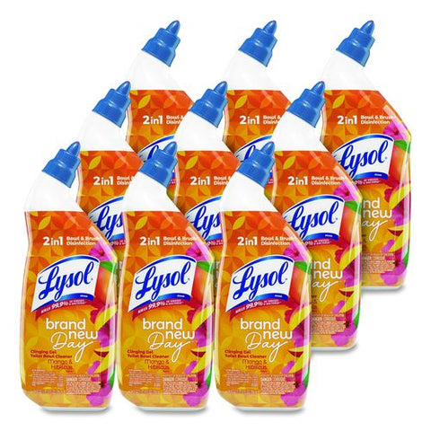 Clinging Gel Brand New Day Toilet Bowl Cleaner, Mango And Hibiscus, 24 Oz Angle-neck Bottle, 9/carton