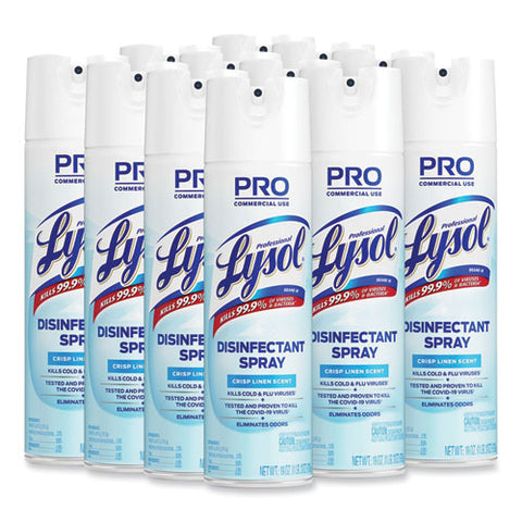 Disinfectant Spray, Crisp Linen, 19 Oz Aerosol Spray, 12/carton