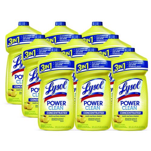 Power Clean Concentrated Multi-surface Cleaner, Lemon And Sunflower Essence, 28 Oz Pour Bottle, 9/carton