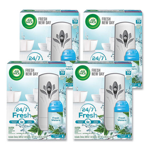 Freshmatic Life Scents Starter Kit, 5.89 Oz Fresh Waters Refill/aa Battery, 4 Kits/carton