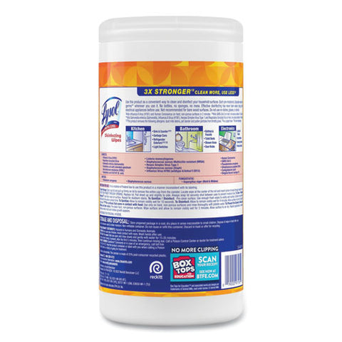 Disinfecting Wipes, 1-ply, 7 X 7.25, Mango And Hibiscus, White, 80 Wipes/canister, 6 Canisters/carton