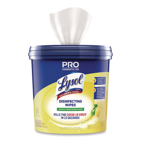 Professional Disinfecting Wipe Bucket, 1-ply, 6 X 8, Lemon And Lime Blossom, White, 800 Wipes/bucket, 2 Buckets/carton