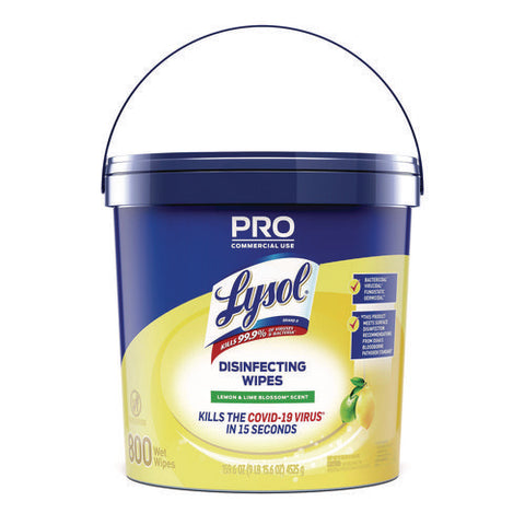 Professional Disinfecting Wipe Bucket, 1-ply, 6 X 8, Lemon And Lime Blossom, White, 800 Wipes/bucket, 2 Buckets/carton