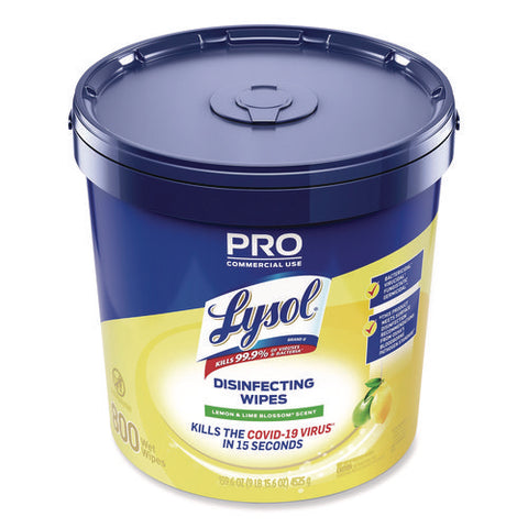 Professional Disinfecting Wipe Bucket, 1-ply, 6 X 8, Lemon And Lime Blossom, White, 800 Wipes/bucket, 2 Buckets/carton