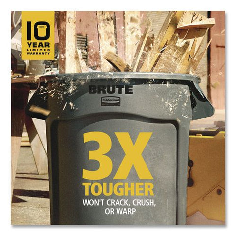 Vented Round Brute Container, 44 Gal, Plastic, White, 4/carton