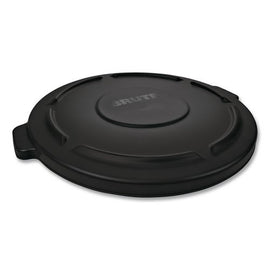 Brute Self-draining Flat Top Lids For 32 Gal Round Brute Containers, 22.25" Dia X 1.63"h, Black