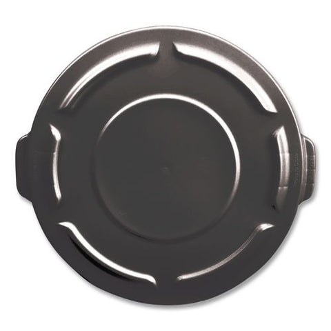 Brute Self-draining Flat Top Lids For 32 Gal Round Brute Containers, 22.25" Dia X 1.63"h, Black