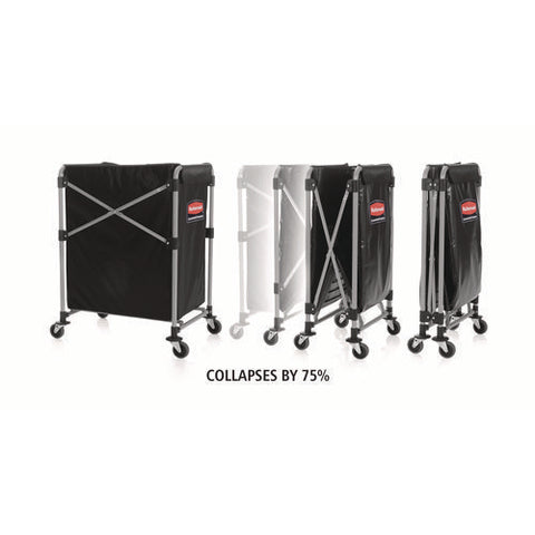 One-compartment Collapsible X-cart, Synthetic Fabric, 4.98 Cu Ft Bin, 20.33" X 24.1" X 34", Black/silver