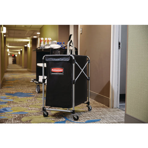 One-compartment Collapsible X-cart, Synthetic Fabric, 4.98 Cu Ft Bin, 20.33" X 24.1" X 34", Black/silver