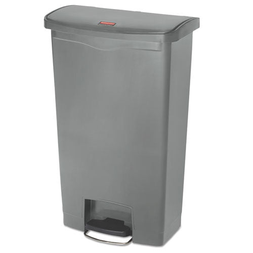 Slim Jim Streamline Resin Step-on Container, Front Step Style, 18 Gal, Polyethylene, Gray