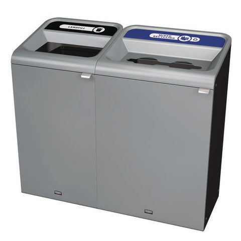 Configure Indoor Recycling Waste Receptacle, Landfill, 23 Gal, Metal, Gray